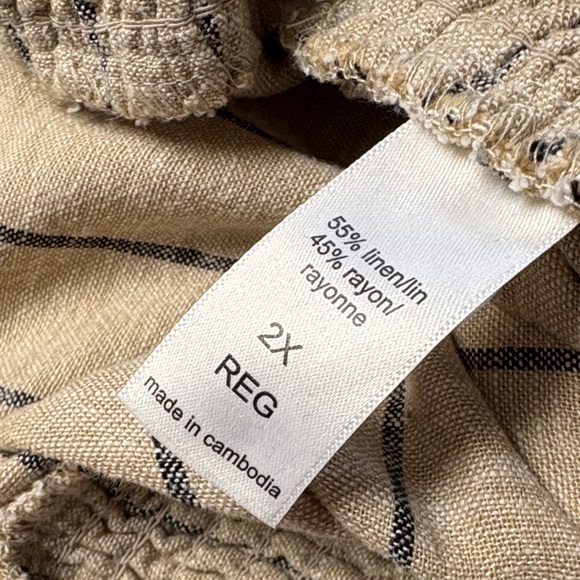 Maurices Tan and black Striped Wide Leg Pants, linen blend - Picture 6 of 7